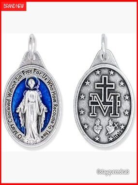 Bulk Lot 10 Miraculous Medal Pendants 1 inch Silver Catholic Jewelry